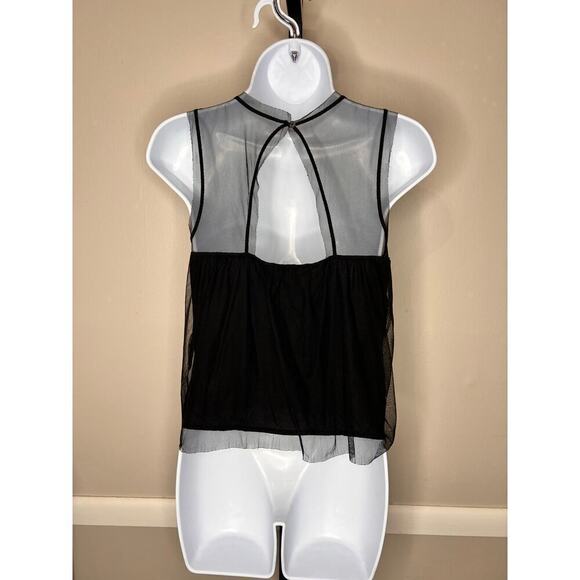 ☀️Hollister Black Floral Embroidered Mesh Sleeveless Tank Top Size XS - Picture 2 of 5